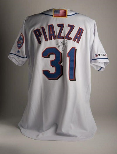 Mike Piazza wore this jersey when he hit a home run on Sept. 21, 2001, the first game played in New York after Sept. 11, 2001.